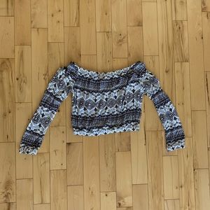 Garage Aztec Off-Shoulder Crop Top